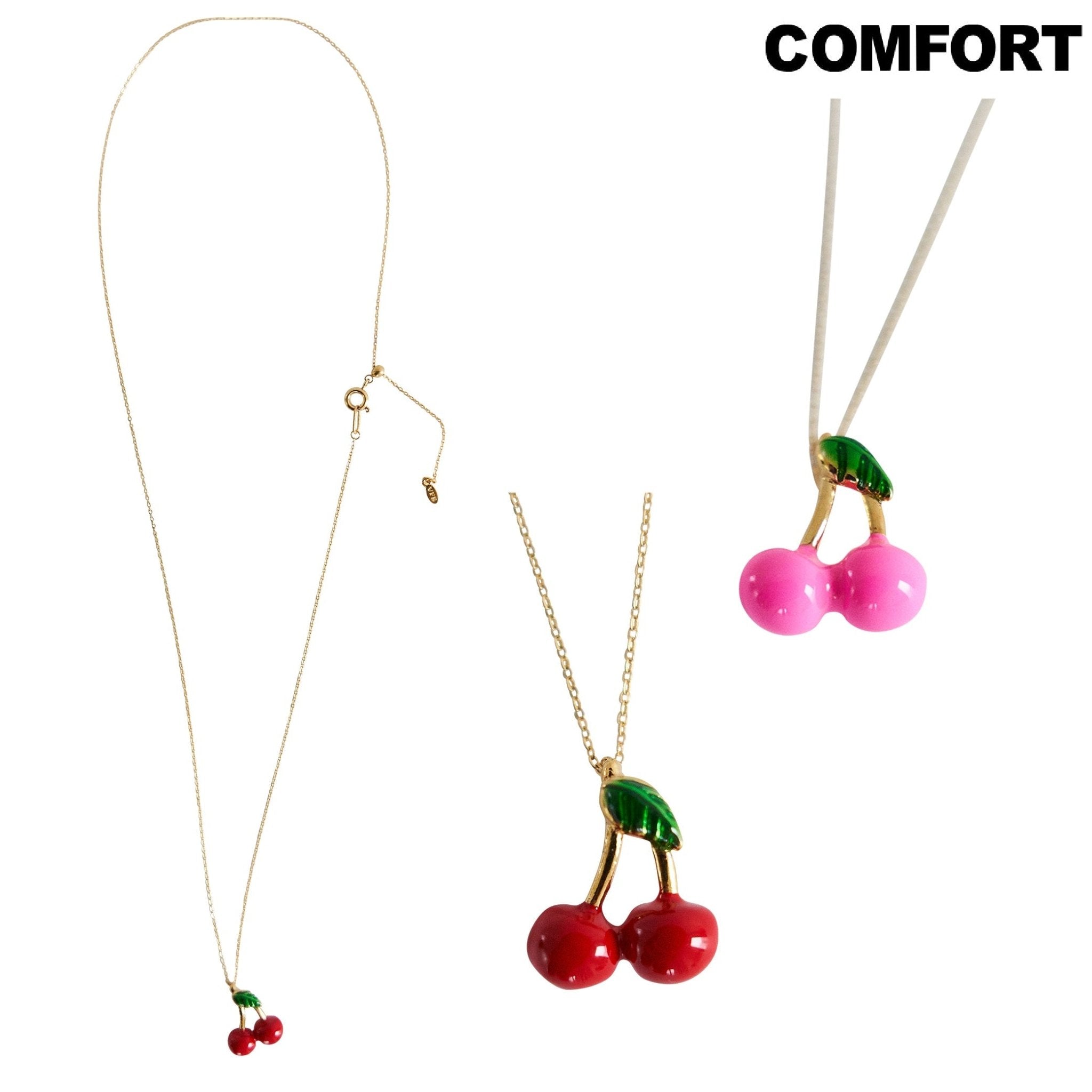 [COMFORT] Vegetable Flower Studio Cherry Color Necklace 2色 新商品 韓国ファッション - コクモト KOCUMOTO