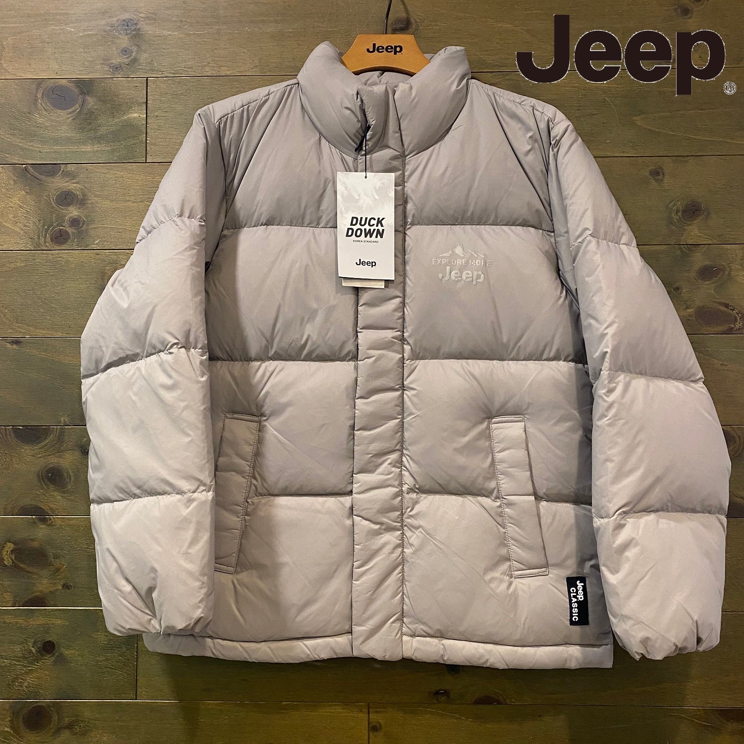 [JEEP] EXPLORE MORE JEEP Down Puffer Jumper_GREY[最終在庫]即出荷