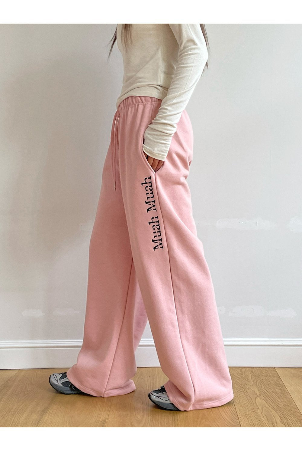 [muahmuah] LOGO STITCH WIDE BANDING PANTS 3色  新商品 韓国人気