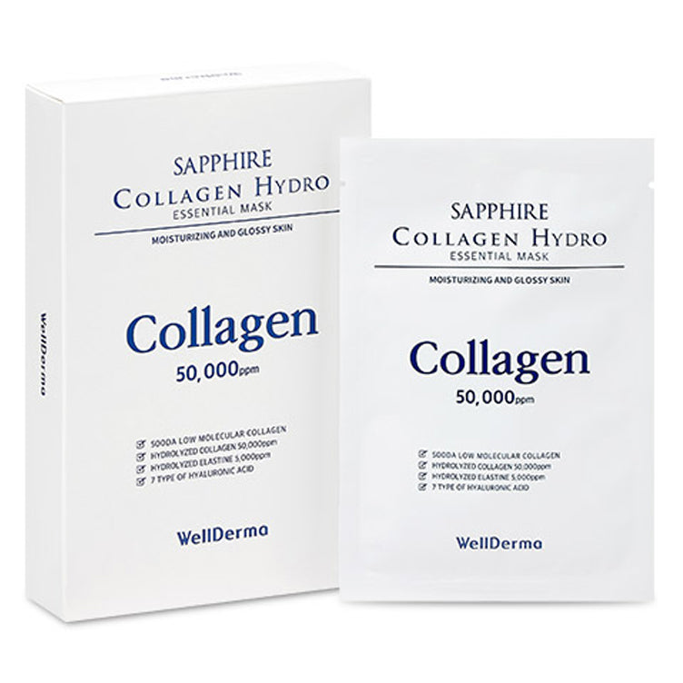 [WellDerma] SAPPHIRE COLLAGEN HYDRO ESSENTIAL Mask Pack 30ml (10個×1set) 韓国化粧品