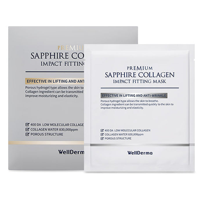 [WellDerma] PREMIUM SAPPHIRE COLLAGEN IMPACT FITTING Mask Pack 25g (4個×1set) 韓国化粧品