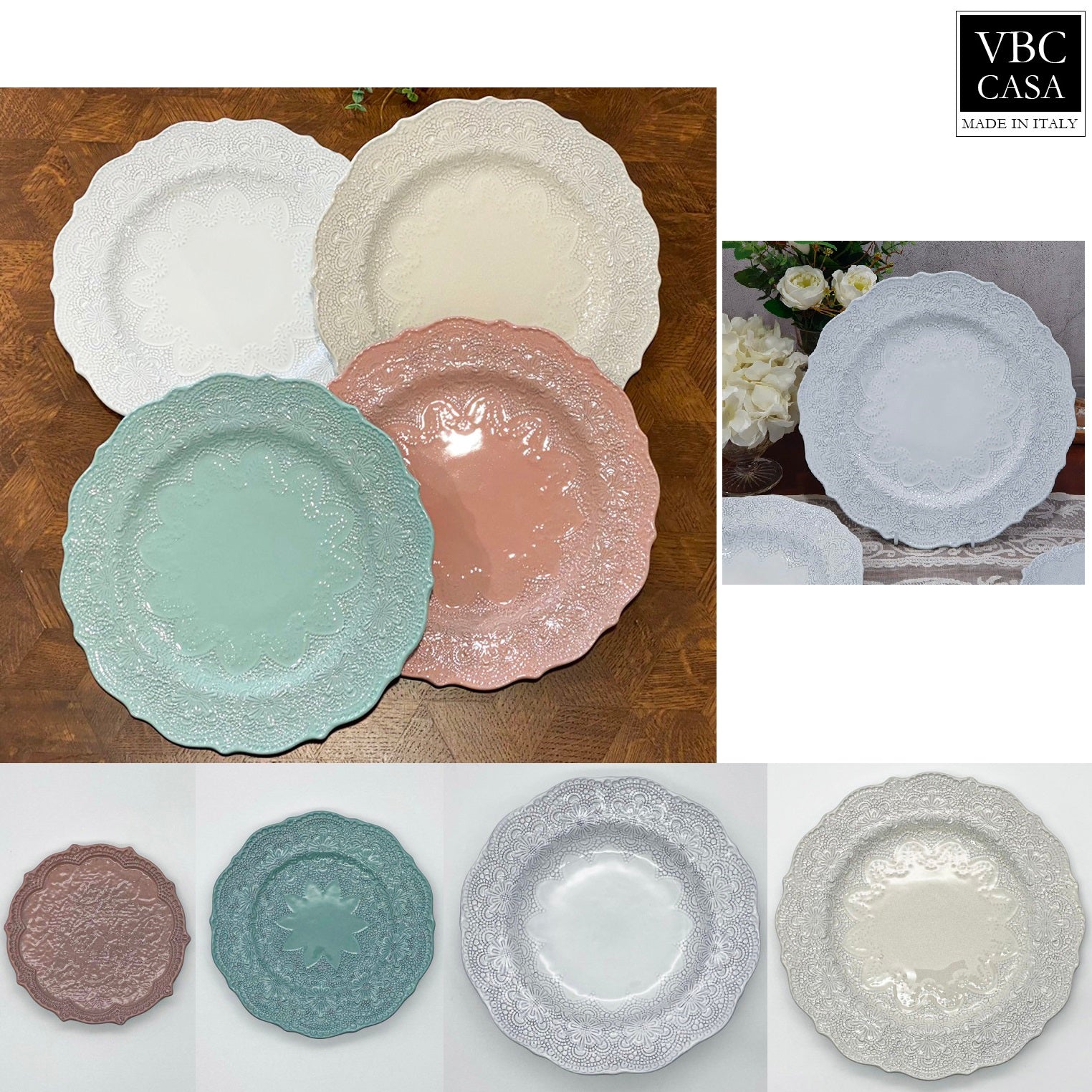 [VBC CASA] Lace Canapes/Salad/Pasta/Dinner plate 4色 皿 食器セット 韓国人気 家の贈り物 誕生日プレゼント キッチン用品 陶器 高級インテリア