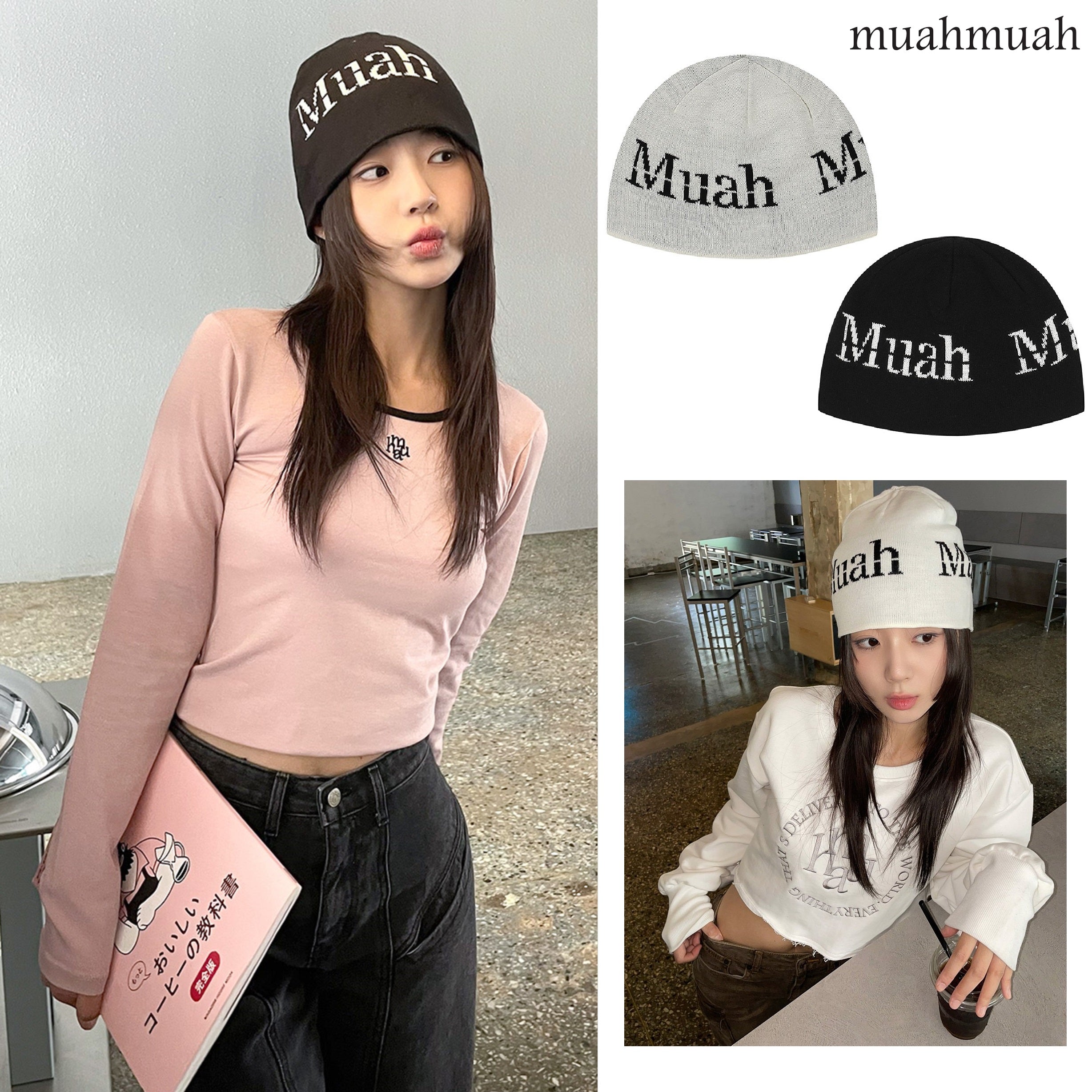 [muahmuah] JACQUARD LOGO BEANIE 2色 デイリー 新商品