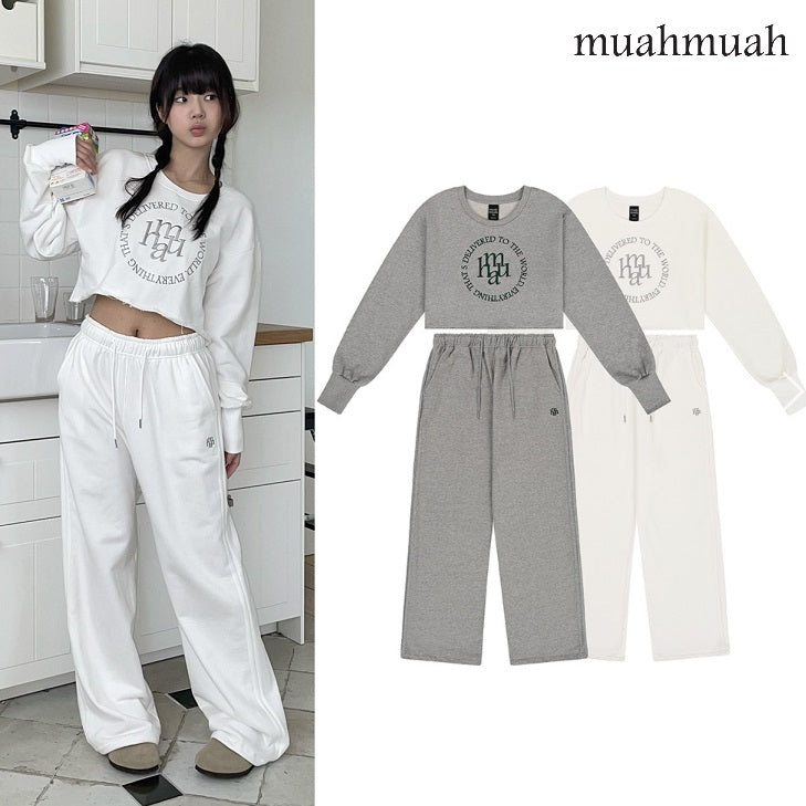 [muahmuah] [SET] CROP MTM WIDE PANTS SET UP 2色 女性服 dailylook