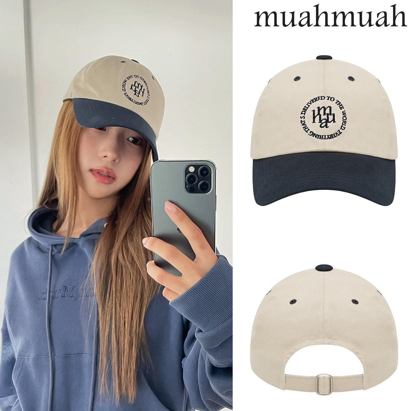 [muahmuah] LOGO STITCH COMBI BALL CAP 新商品 韓国人気