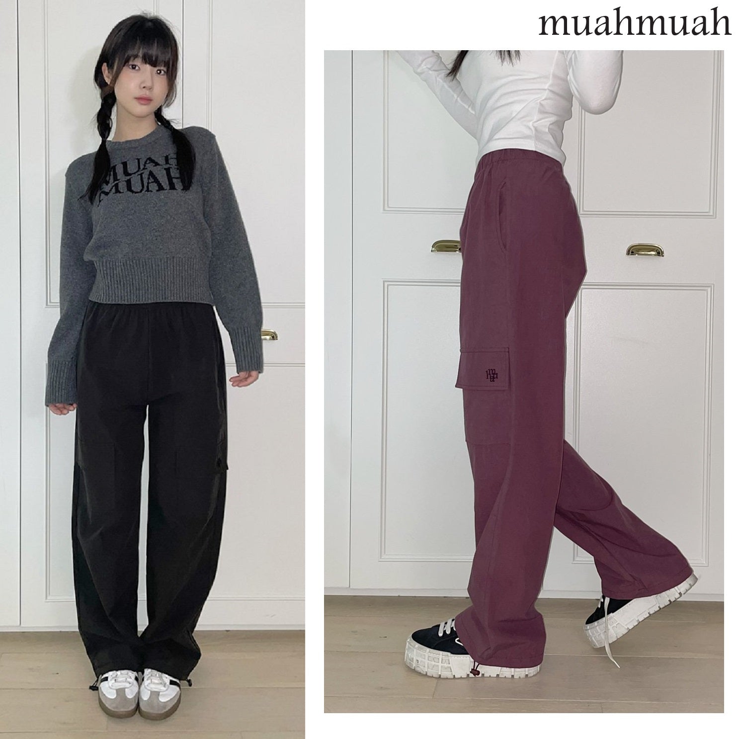 [muahmuah] PIGMENT CARGO BANDING PANTS 2色 新商品 韓国人気