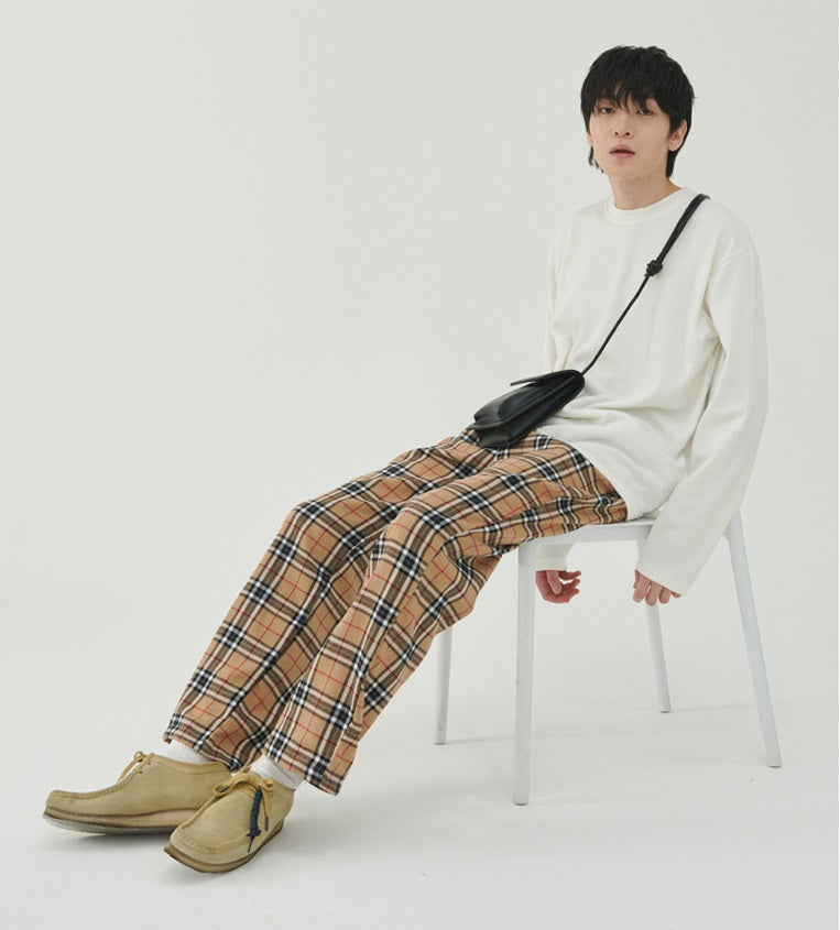 [BASEMOMENT] Nova Flannel Check Pants _Beige [最終在庫]即出荷