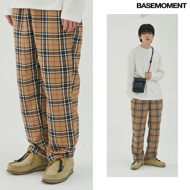 [BASEMOMENT] Nova Flannel Check Pants _Beige [最終在庫]即出荷