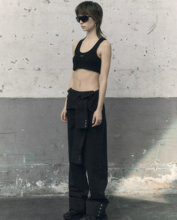 [BOHEMSEO](UNISEX) TURNUP WIDE SHIRT PANTS, BLACK - コクモト KOCUMOTO