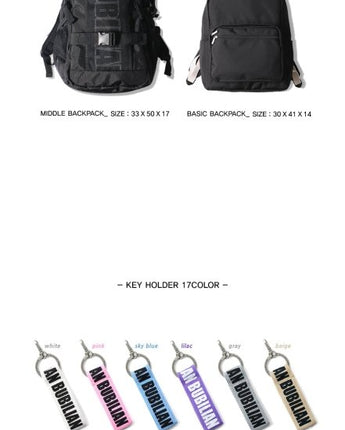 [BUBILIAN] Middle backpack_Black 新学期 韓国人気 学生バッグ KEY HOLDER - コクモト KOCUMOTO