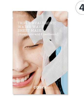 [COSRX] TRIPLE HYALURONIC WATER WAVE SHEET MASK PACK (20ml x 4P) 韓国化粧品 - コクモト KOCUMOTO