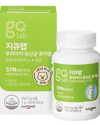 [日東製藥] gQ lab 私たちの子供 乳酸菌 チュアブル 1g x 60錠、1個 - コクモト KOCUMOTO