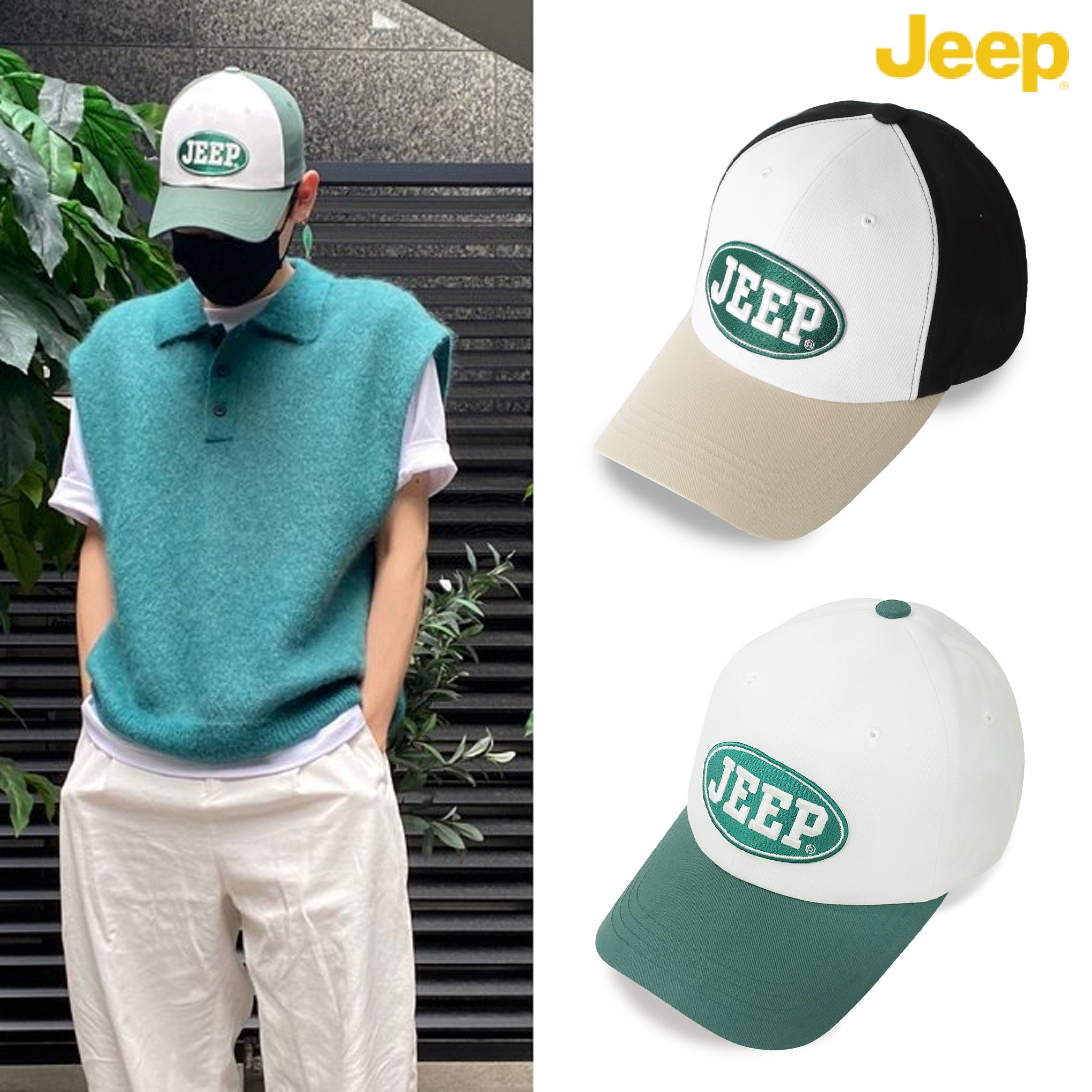 [Jeep] Circle Logo Cap 2色 (JO5GCU191) 韓国ファッション カップルアイテム - コクモト KOCUMOTO