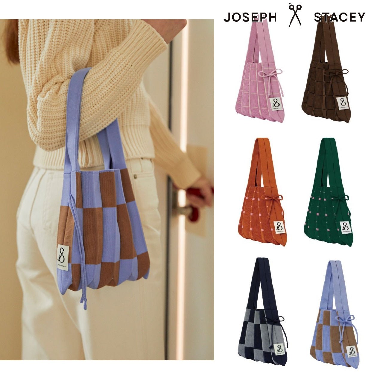 [JOSEPH&STACEY] Lucky Pleats Knit S Grid (ALL) 6色 Eco bag 新商品 女性バッグ - コクモト KOCUMOTO