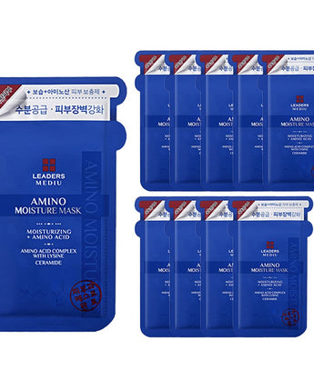 [LEADERS] MEDIU AMINO MOISTURE MASK pack (25ml x 10p) 韓国化粧品 贈り物 - コクモト KOCUMOTO