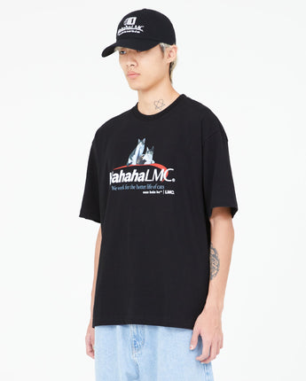 [LMC]X HAHA HA OFFICE CATS TEAM LEADER TEE _black カップルアイテム 夏ファッション - コクモト KOCUMOTO