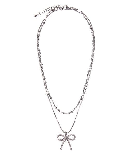 [LUV IS TRUE] CH RIBBON NECKLACE(SILVER) 新商品 贈り物 - コクモト KOCUMOTO