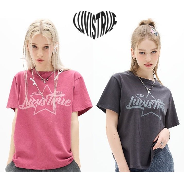 [LUV IS TRUE] DN STAR LOGO TEE 2色 新商品 女性服 - コクモト KOCUMOTO