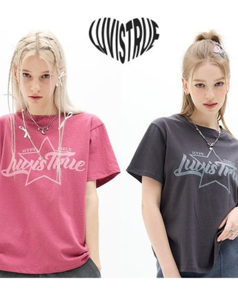 [LUV IS TRUE] DN STAR LOGO TEE 2色 新商品 女性服 - コクモト KOCUMOTO