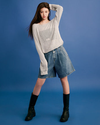 【MARITHE FRANCOIS GIRBAUD】【韓国人気】W BERMUDA DENIM PANTS ブルー - コクモト KOCUMOTO