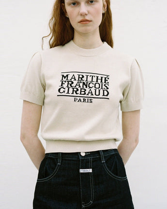 【MARITHE FRANCOIS GIRBAUD】【韓国人気】W CLASSIC LOGO HALF KNIT ivory - コクモト KOCUMOTO