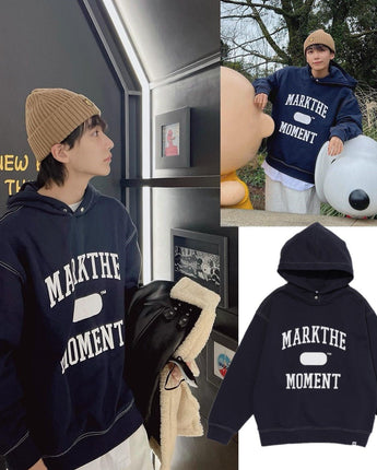 【MARKM】【SEVENTEEN JEONGHAN着用】MARK THE MOMENT SLOGAN STITCH POINT HOODIE - コクモト KOCUMOTO