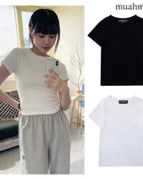 [muahmuah] [2pcs] Slim fit regular half t-shirt 3色 新商品 女性服 デイリールック 夏のファッション - コクモト KOCUMOTO