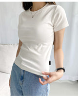 [muahmuah] [2pcs] Slim fit regular half t-shirt 3色 新商品 女性服 デイリールック 夏のファッション - コクモト KOCUMOTO