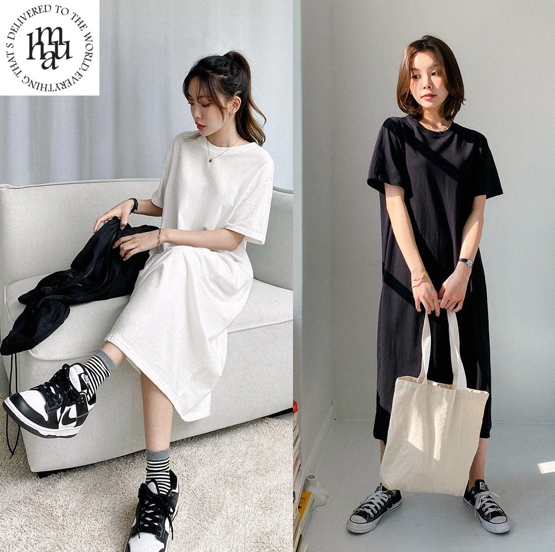 [muahmuah] Basic overfit long one-piece 3色 新商品 女性服 デイリールック 夏のファッション - コクモト KOCUMOTO