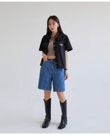 [muahmuah] LOGO POINT POCKET HALF SHIRT 2色 新商品 女性服 デイリールック 夏のファッション - コクモト KOCUMOTO