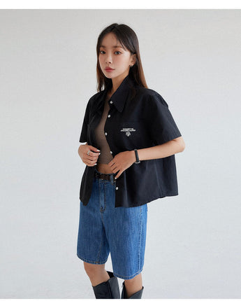 [muahmuah] LOGO POINT POCKET HALF SHIRT 2色 新商品 女性服 デイリールック 夏のファッション - コクモト KOCUMOTO