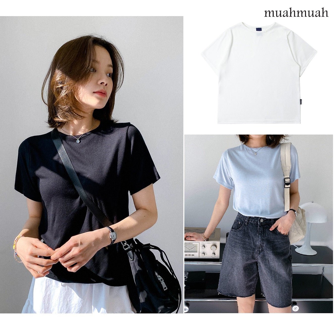 [muahmuah] REGULAR FIT BASIC HALF T-SHIRT 3色 新商品 女性服 デイリールック 夏のファッション - コクモト KOCUMOTO