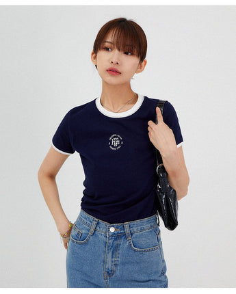 [muahmuah] Signature Regular Ringer T-shirt 2色 デイリー 韓国人気 夏のファッション - コクモト KOCUMOTO