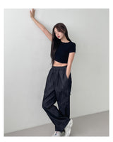 [muahmuah] SLIM FIT CROP HALF T-SHIRT 2色 新商品 女性服 デイリールック 夏のファッション - コクモト KOCUMOTO