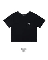 [muahmuah] Stitch logo crop short sleeve t-shirt 5色 デイリー 韓国人気 - コクモト KOCUMOTO