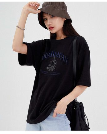 [muahmuah] Summer Boat Graphic Half T-Shirt 3色 デイリー 韓国人気 夏のファッション - コクモト KOCUMOTO