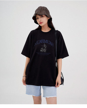 [muahmuah] Summer Boat Graphic Half T-Shirt 3色 デイリー 韓国人気 夏のファッション - コクモト KOCUMOTO