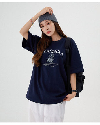 [muahmuah] Summer Boat Graphic Half T-Shirt 3色 デイリー 韓国人気 夏のファッション - コクモト KOCUMOTO