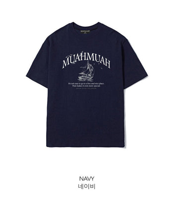 [muahmuah] Summer Boat Graphic Half T-Shirt 3色 デイリー 韓国人気 夏のファッション - コクモト KOCUMOTO