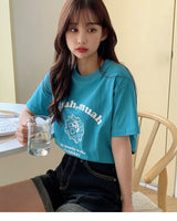 [muahmuah] waffle printing half t-shirt 6色 デイリー 韓国人気 夏のファッション - コクモト KOCUMOTO