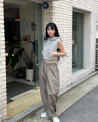 [muahmuah] Wide cargo string pants 3色 新商品 韓国ファッション - コクモト KOCUMOTO