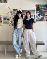 [muahmuah] Wide cargo string pants 3色 新商品 韓国ファッション - コクモト KOCUMOTO