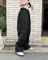 [muahmuah] Wide cargo string pants 3色 新商品 韓国ファッション - コクモト KOCUMOTO