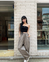 [muahmuah] Wide cargo string pants 3色 新商品 韓国ファッション - コクモト KOCUMOTO