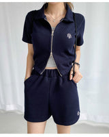 [muahmuah]Slim fit knit zip-up half cardigan 2色 デイリー 韓国人気 夏のファッション - コクモト KOCUMOTO