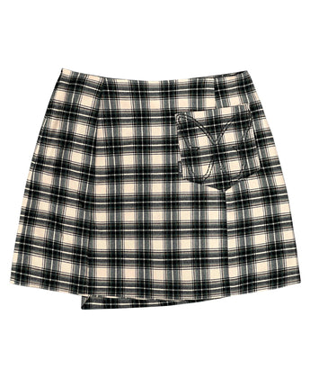 【NASTY FANCY CLUB】【NF】 CHECK BUCKLE WRAP SKIRT (BEIGE) - コクモト KOCUMOTO