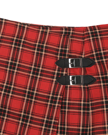 【NASTY FANCY CLUB】【NF】 CHECK BUCKLE WRAP SKIRT (RED) - コクモト KOCUMOTO