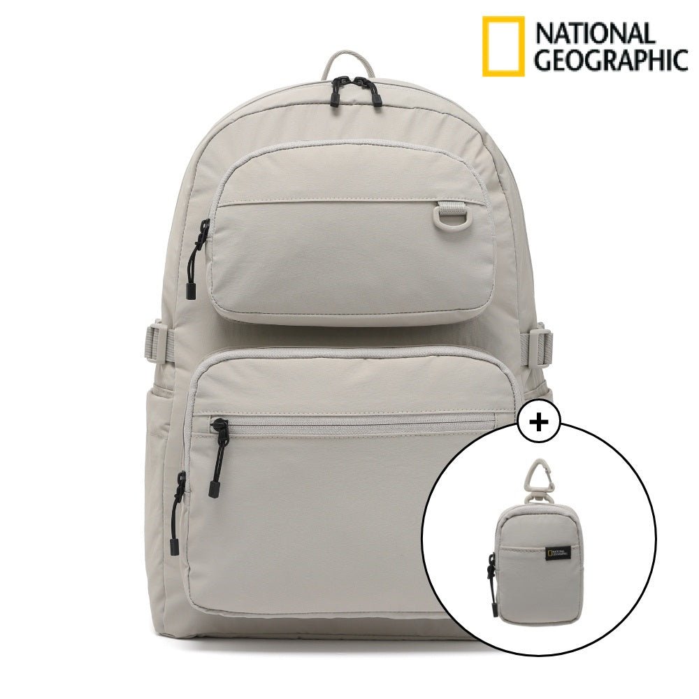 [NATIONAL GEOGRAPHIC] Adelie double pocket backpack _ BEIGE (N245ABG550) 新学期 デイリーバッグ - コクモト KOCUMOTO