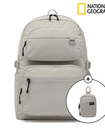 [NATIONAL GEOGRAPHIC] Adelie double pocket backpack _ BEIGE (N245ABG550) 新学期 デイリーバッグ - コクモト KOCUMOTO