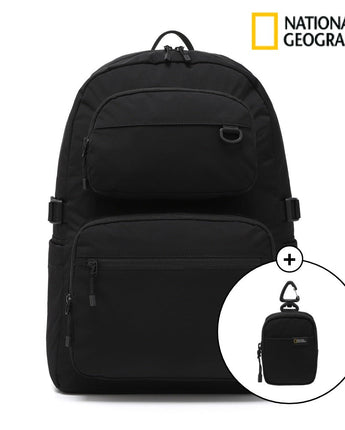 [NATIONAL GEOGRAPHIC] Adelie double pocket backpack _ BLACK (N245ABG550) 新学期 デイリーバッグ - コクモト KOCUMOTO